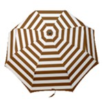 Horizontal Stripes - White and Chocolate Brown Folding Umbrella