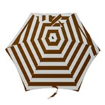 Horizontal Stripes - White and Chocolate Brown Mini Umbrella