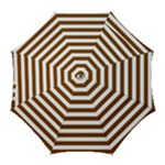Horizontal Stripes - White and Chocolate Brown Golf Umbrella