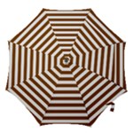 Horizontal Stripes - White and Chocolate Brown Hook Handle Umbrella (Medium)
