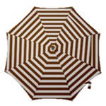Horizontal Stripes - White and Chocolate Brown Hook Handle Umbrella (Small)