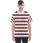 Horizontal Stripes - White and Auburn Brown Men s Sport Mesh Tee