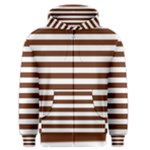Horizontal Stripes - White and Auburn Brown Men s Zipper Hoodie