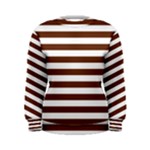 Horizontal Stripes - White and Auburn Brown Women s Sweatshirt