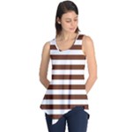 Horizontal Stripes - White and Auburn Brown Sleeveless Tunic