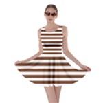 Horizontal Stripes - White and Auburn Brown Skater Dress