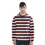 Horizontal Stripes - White and Auburn Brown Wind Breaker (Men)