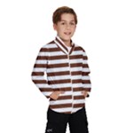 Horizontal Stripes - White and Auburn Brown Wind Breaker (Kids)
