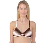 Horizontal Stripes - White and Auburn Brown Reversible Tri Bikini Top