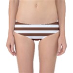 Horizontal Stripes - White and Auburn Brown Classic Bikini Bottoms