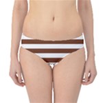 Horizontal Stripes - White and Auburn Brown Hipster Bikini Bottoms