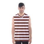 Horizontal Stripes - White and Auburn Brown Men s Basketball Tank Top