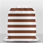 Horizontal Stripes - White and Auburn Brown Drawstring Bag (Small)