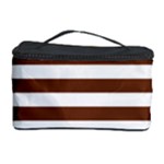 Horizontal Stripes - White and Auburn Brown Cosmetic Storage Case