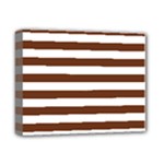 Horizontal Stripes - White and Auburn Brown Deluxe Canvas 14  x 11  (Stretched)