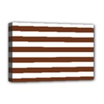 Horizontal Stripes - White and Auburn Brown Deluxe Canvas 18  x 12  (Stretched)