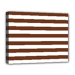 Horizontal Stripes - White and Auburn Brown Deluxe Canvas 20  x 16  (Stretched)