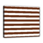 Horizontal Stripes - White and Auburn Brown Deluxe Canvas 24  x 20  (Stretched)
