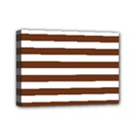 Horizontal Stripes - White and Auburn Brown Mini Canvas 7  x 5  (Stretched)