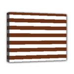 Horizontal Stripes - White and Auburn Brown Canvas 10  x 8  (Stretched)