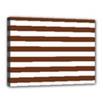 Horizontal Stripes - White and Auburn Brown Canvas 16  x 12  (Stretched)