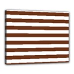 Horizontal Stripes - White and Auburn Brown Canvas 20  x 16  (Stretched)