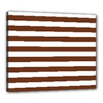 Horizontal Stripes - White and Auburn Brown Canvas 24  x 20  (Stretched)