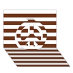 Horizontal Stripes - White and Auburn Brown Peace Sign 3D Greeting Card (7x5)