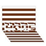 Horizontal Stripes - White and Auburn Brown HOPE 3D Greeting Card (7x5)