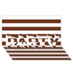Horizontal Stripes - White and Auburn Brown PARTY 3D Greeting Card (8x4)