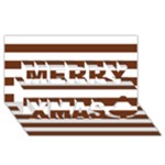 Horizontal Stripes - White and Auburn Brown Merry Xmas 3D Greeting Card (8x4)