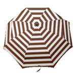 Horizontal Stripes - White and Auburn Brown Folding Umbrella