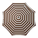 Horizontal Stripes - White and Auburn Brown Golf Umbrella