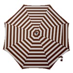 Horizontal Stripes - White and Auburn Brown Hook Handle Umbrella (Medium)