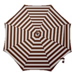 Horizontal Stripes - White and Auburn Brown Hook Handle Umbrella (Small)