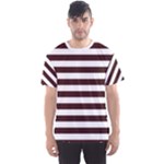 Horizontal Stripes - White and Dark Sienna Brown Men s Sport Mesh Tee