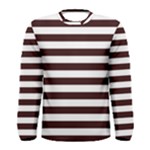 Horizontal Stripes - White and Dark Sienna Brown Men s Long Sleeve T-shirt