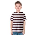 Horizontal Stripes - White and Dark Sienna Brown Kid s Cotton Tee