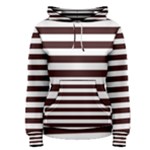 Horizontal Stripes - White and Dark Sienna Brown Women s Pullover Hoodie