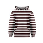Horizontal Stripes - White and Dark Sienna Brown Kid s Pullover Hoodie
