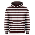 Horizontal Stripes - White and Dark Sienna Brown Men s Zipper Hoodie