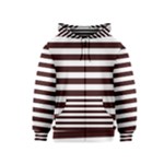 Horizontal Stripes - White and Dark Sienna Brown Kid s Zipper Hoodie