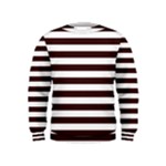 Horizontal Stripes - White and Dark Sienna Brown Kid s Sweatshirt