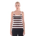 Horizontal Stripes - White and Dark Sienna Brown Spaghetti Strap Top