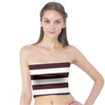 Horizontal Stripes - White and Dark Sienna Brown Tube Top