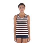Horizontal Stripes - White and Dark Sienna Brown Women s Sport Tank Top