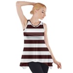 Horizontal Stripes - White and Dark Sienna Brown Side Drop Tank Tunic