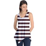 Horizontal Stripes - White and Dark Sienna Brown Sleeveless Tunic