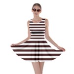 Horizontal Stripes - White and Dark Sienna Brown Skater Dress