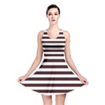 Horizontal Stripes - White and Dark Sienna Brown Reversible Skater Dress